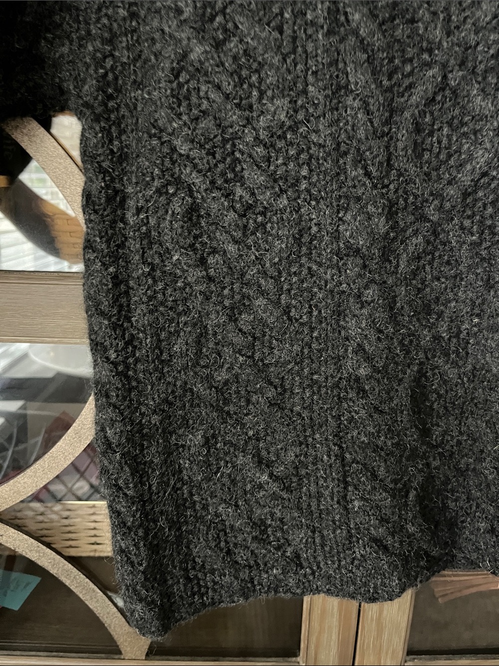 VINTAGE 100% WOOL J. Crew Dark Charcoal Cable Knit Crewneck Sweater - Picture 6 of 13